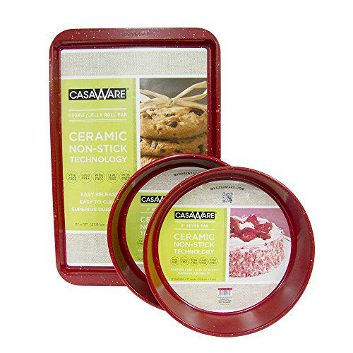 casaWare casaware classic 3 piece granite bakeware set (red)