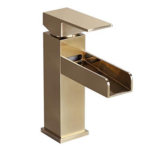 homary modern brushed gold waterfall spout bathroom vanity sink faucet