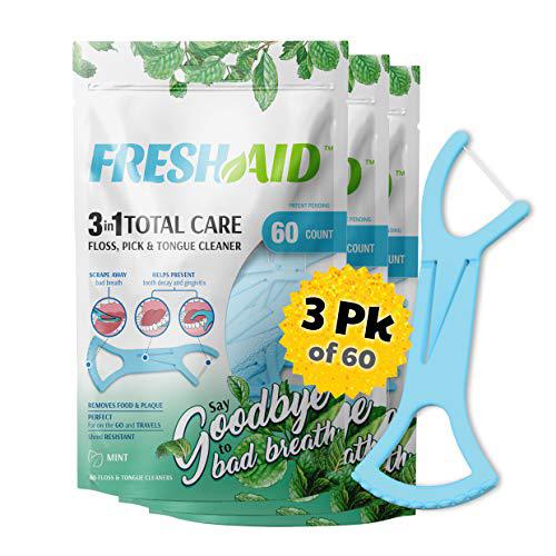 FreshAid 3in1 dental floss picks and tongue scraper (3pk) dental