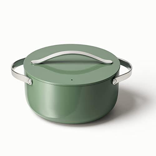 Caraway caraway nonstick ceramic dutch oven pot with lid (6.5 qt, 10.5") non toxic, ptfe