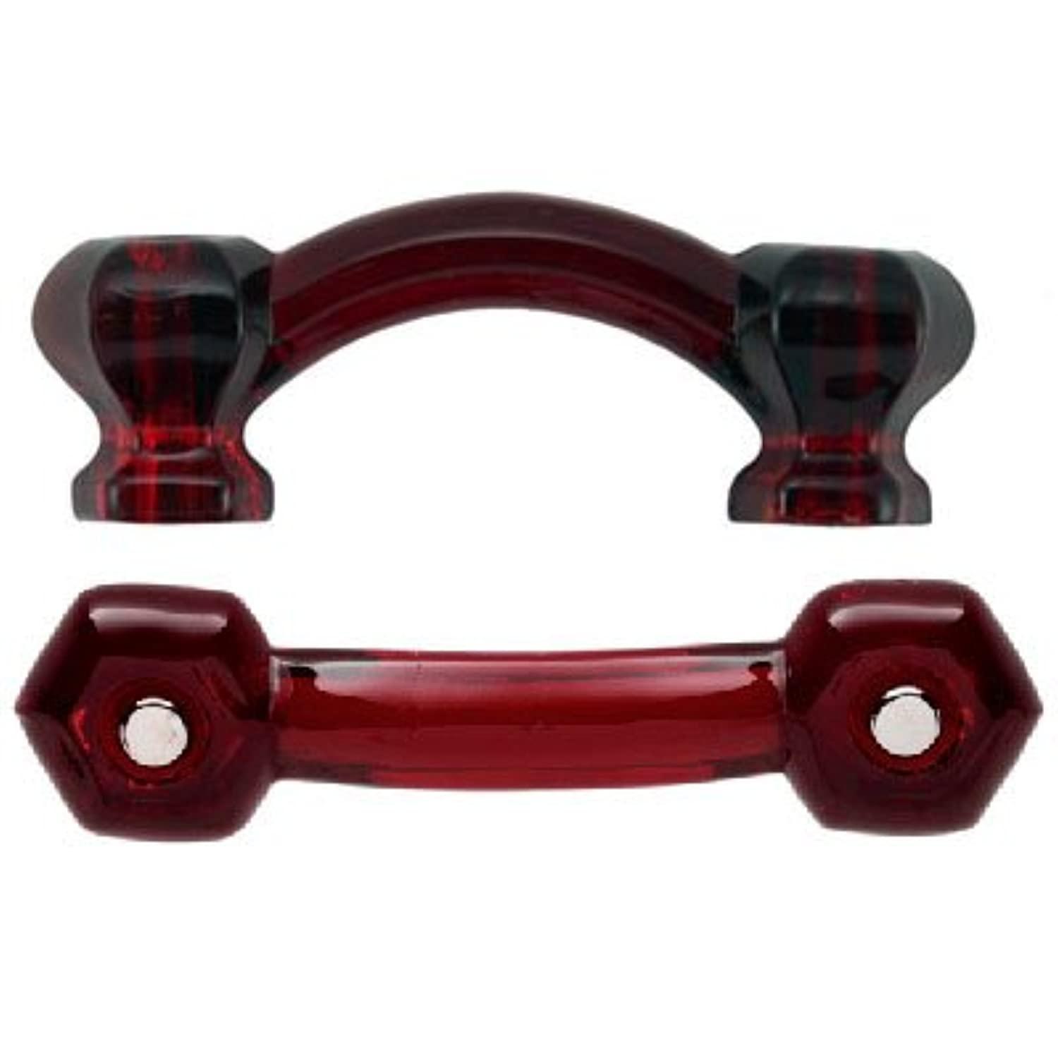 UNIQANTIQ HARDWARE SUPPLY hexagonal depression ruby red glass drawer
