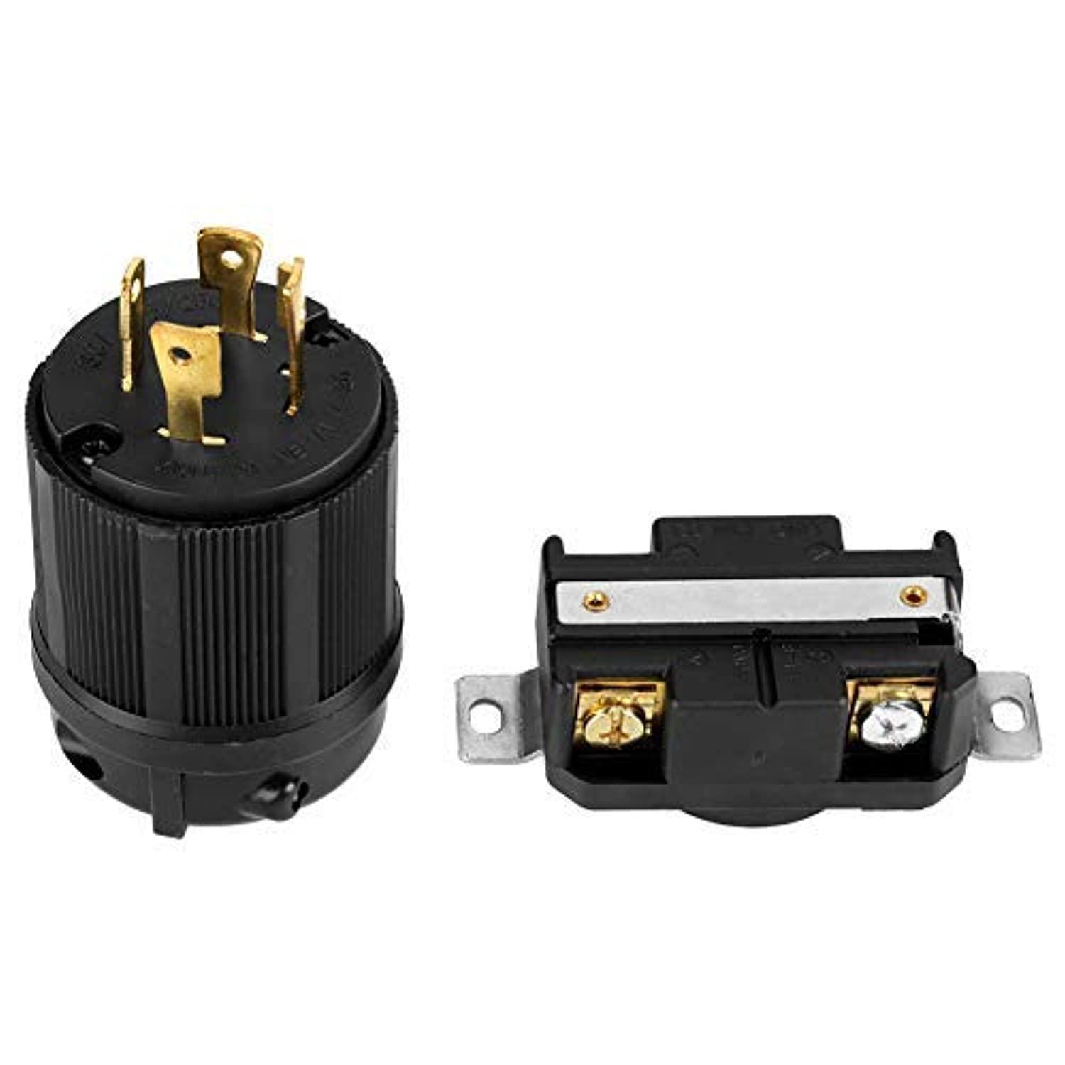 Hilitand 4 pin generator plug & socket set, 3 pole 4 wire grounding nema l1430p locking plug