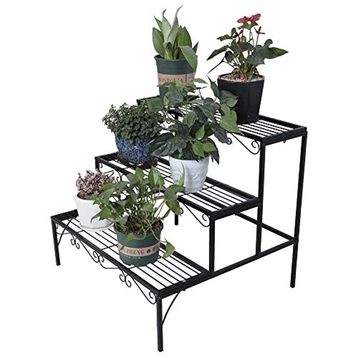 EBLSE RNAB08HLLL4CS 3 tiers metal plant stand, stair style plant stand